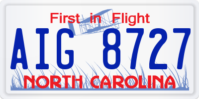 NC license plate AIG8727