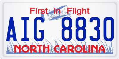 NC license plate AIG8830
