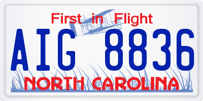 NC license plate AIG8836