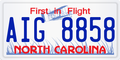 NC license plate AIG8858