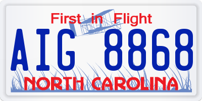 NC license plate AIG8868
