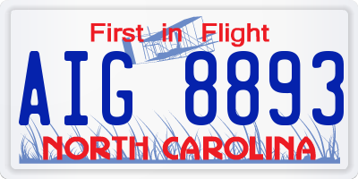 NC license plate AIG8893