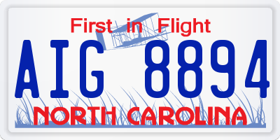 NC license plate AIG8894