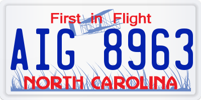 NC license plate AIG8963