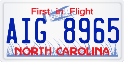 NC license plate AIG8965