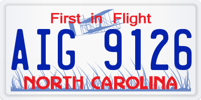 NC license plate AIG9126