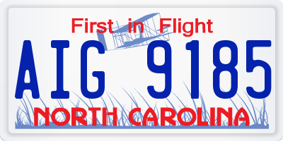 NC license plate AIG9185