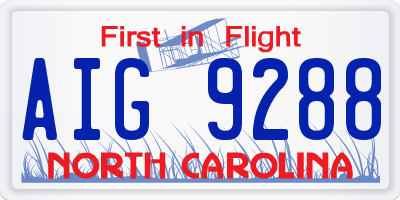 NC license plate AIG9288
