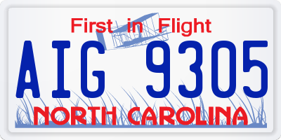 NC license plate AIG9305
