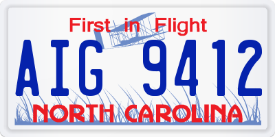NC license plate AIG9412