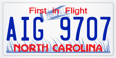 NC license plate AIG9707