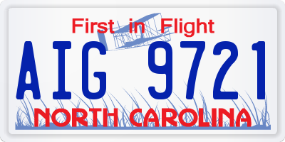 NC license plate AIG9721