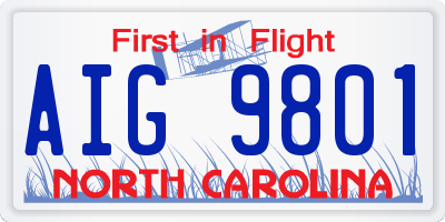NC license plate AIG9801