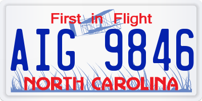 NC license plate AIG9846