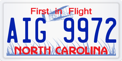 NC license plate AIG9972
