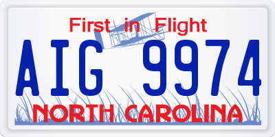 NC license plate AIG9974