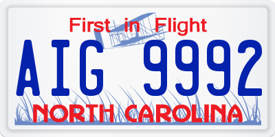 NC license plate AIG9992