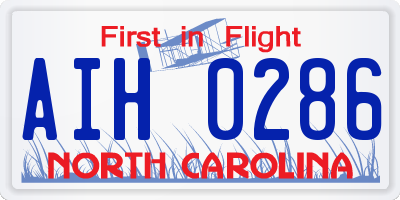 NC license plate AIH0286