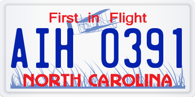 NC license plate AIH0391