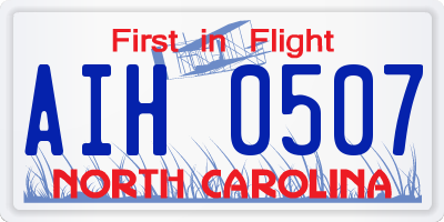 NC license plate AIH0507