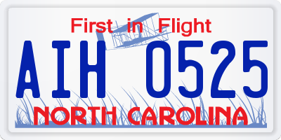 NC license plate AIH0525