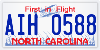 NC license plate AIH0588