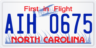 NC license plate AIH0675