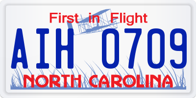 NC license plate AIH0709