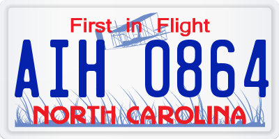 NC license plate AIH0864