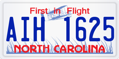 NC license plate AIH1625