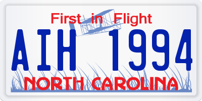 NC license plate AIH1994