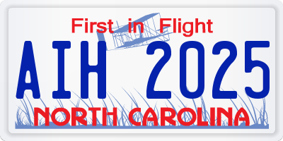 NC license plate AIH2025