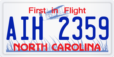 NC license plate AIH2359