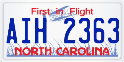 NC license plate AIH2363