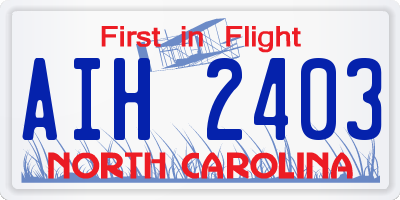 NC license plate AIH2403