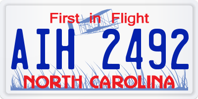 NC license plate AIH2492