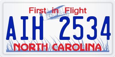 NC license plate AIH2534