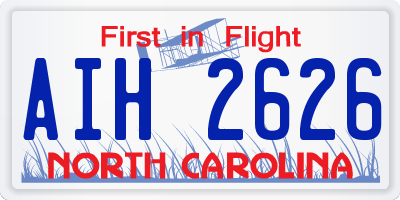 NC license plate AIH2626
