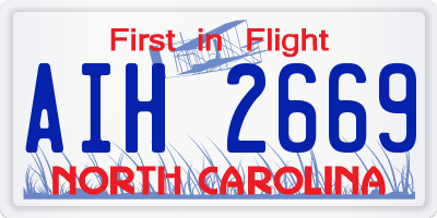 NC license plate AIH2669