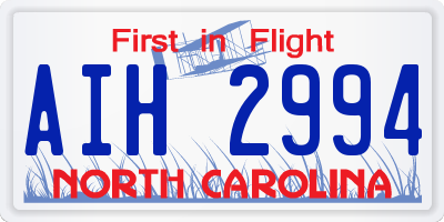 NC license plate AIH2994