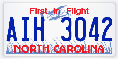 NC license plate AIH3042