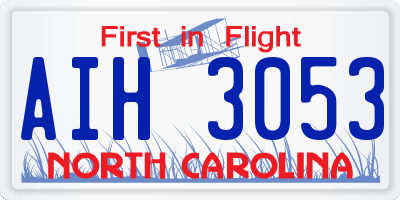 NC license plate AIH3053