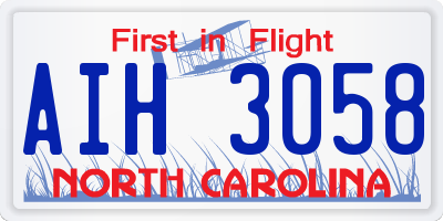 NC license plate AIH3058