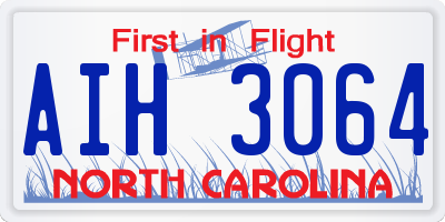 NC license plate AIH3064