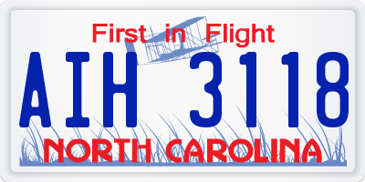 NC license plate AIH3118