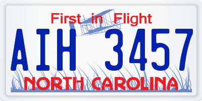 NC license plate AIH3457
