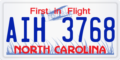 NC license plate AIH3768