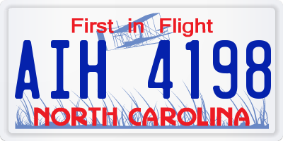 NC license plate AIH4198