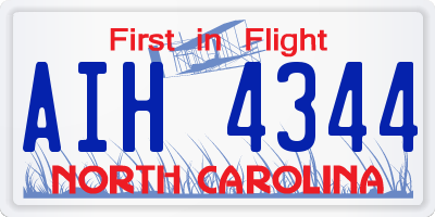 NC license plate AIH4344