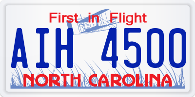 NC license plate AIH4500